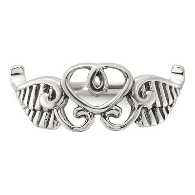 Sterling Silver Antiqued Heart Ring – view 5