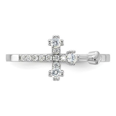 Sterling Silver CZ Cross Ring – view 5