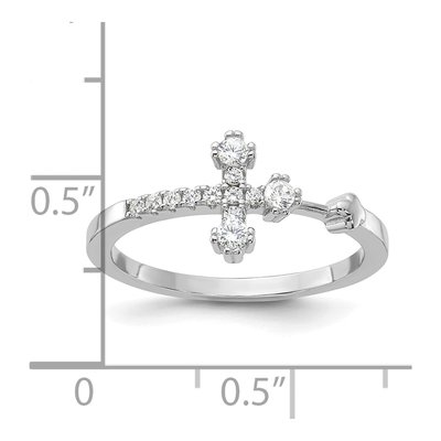 Sterling Silver CZ Cross Ring – view 6