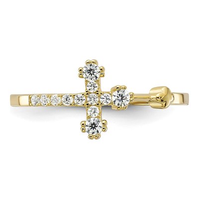Gold-Plated Sterling Silver CZ Cross Ring – view 5