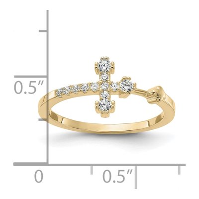 Gold-Plated Sterling Silver CZ Cross Ring – view 6