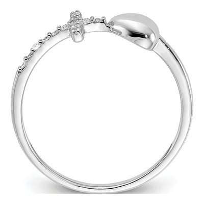 Sterling Silver CZ Heart Cross Ring – view 3