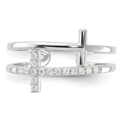 Sterling Silver CZ Cross Ring – view 5