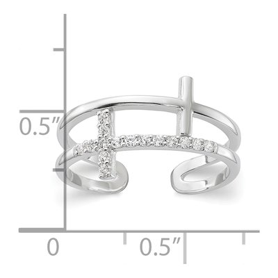 Sterling Silver CZ Cross Ring – view 6