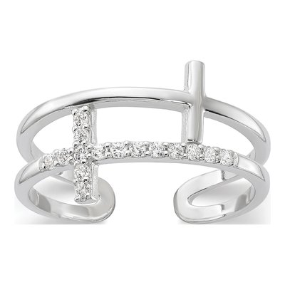 Sterling Silver CZ Cross Ring