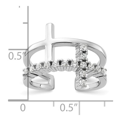 Sterling Silver CZ Double Cross Ring – view 6