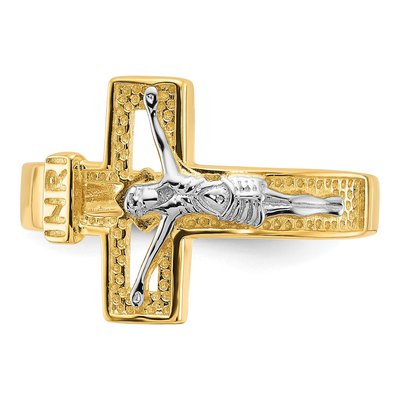 Gold-Plated Sterling Silver INRI Crucifix Ring – view 5