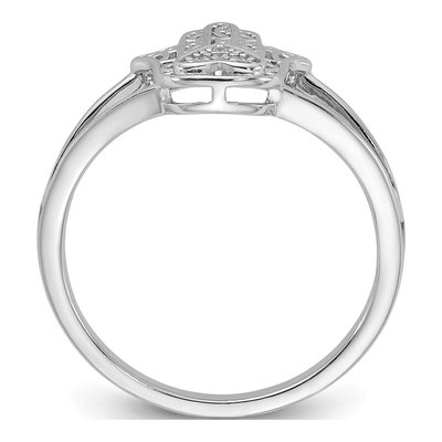Sterling Silver CZ Heart Hamsa Ring – view 3