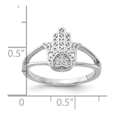 Sterling Silver CZ Heart Hamsa Ring – view 6