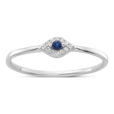 Sterling Silver CZ Evil Eye Ring