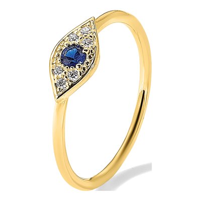 Gold-Plated Sterling Silver CZ Evil Eye Ring – view 8