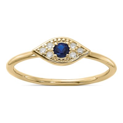 Gold-Plated Sterling Silver CZ Evil Eye Ring