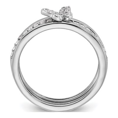 Sterling Silver CZ Butterfly 3-Ring Set – view 3
