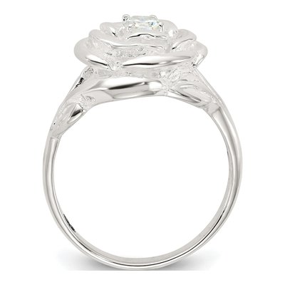Sterling Silver CZ Flower Ring – view 3