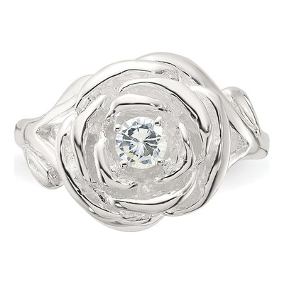 Sterling Silver CZ Flower Ring – view 5