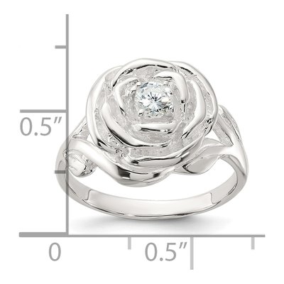 Sterling Silver CZ Flower Ring – view 6