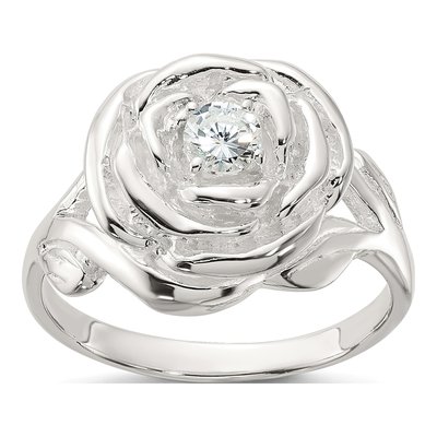 Sterling Silver CZ Flower Ring