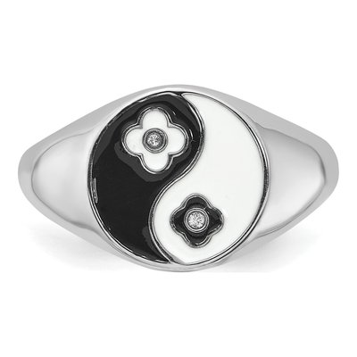 Sterling Silver CZ Yin Yang Ring – view 5