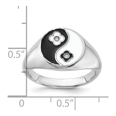 Sterling Silver CZ Yin Yang Ring – view 6