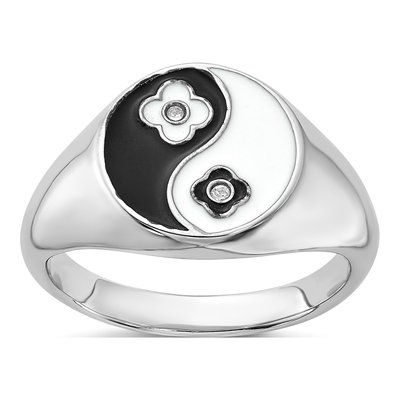 Sterling Silver CZ Yin Yang Ring