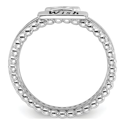 Sterling Silver CZ Star & WISH Stackable Ring Set – view 3