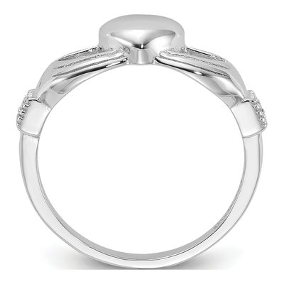 Sterling Silver CZ Claddagh Ring – view 3