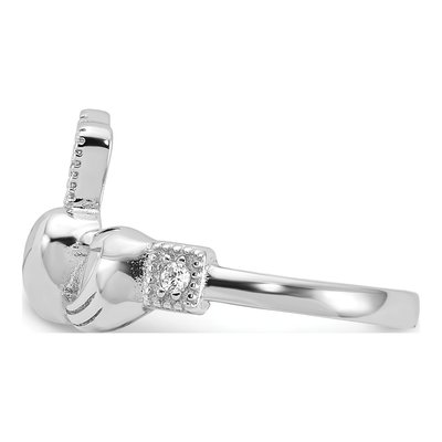 Sterling Silver CZ Claddagh Ring – view 4
