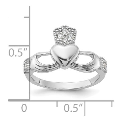 Sterling Silver CZ Claddagh Ring – view 6