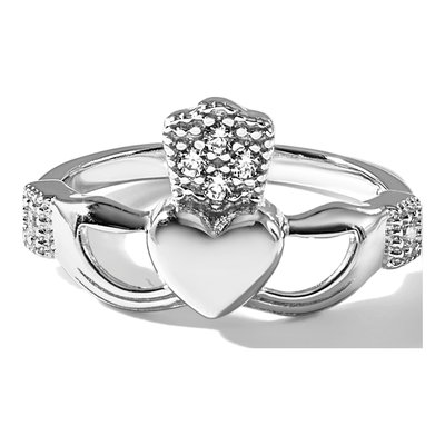 Sterling Silver CZ Claddagh Ring – view 8