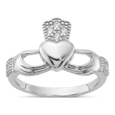 Sterling Silver CZ Claddagh Ring