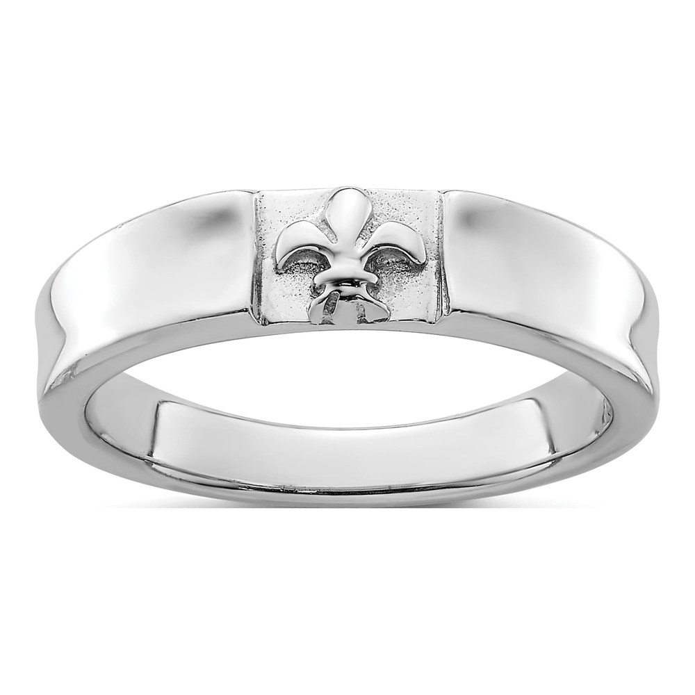 Sterling Silver 3.15mm Fleur-De-Lis Band