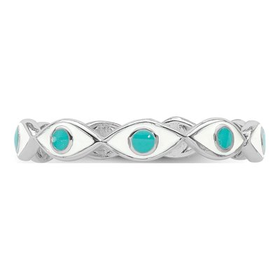 Sterling Silver Evil Eye Enamel Ring – view 5