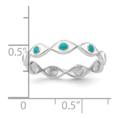 Sterling Silver Evil Eye Enamel Ring – view 6