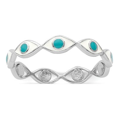 Sterling Silver Evil Eye Enamel Ring