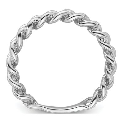 Sterling Silver Rhodium-Plated Chain Link Ring – view 3