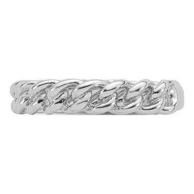 Sterling Silver Rhodium-Plated Chain Link Ring – view 4