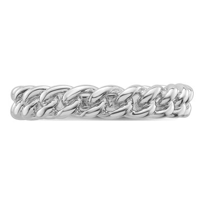 Sterling Silver Rhodium-Plated Chain Link Ring – view 5