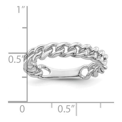 Sterling Silver Rhodium-Plated Chain Link Ring – view 6