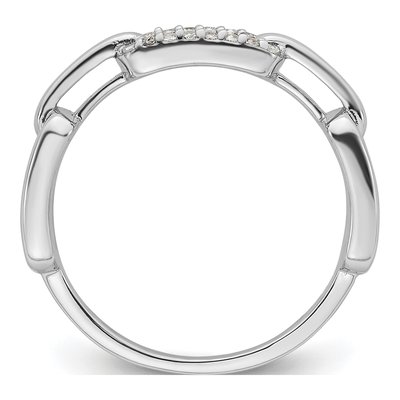 Sterling Silver CZ Link Ring – view 3