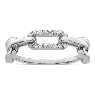 Sterling Silver CZ Link Ring