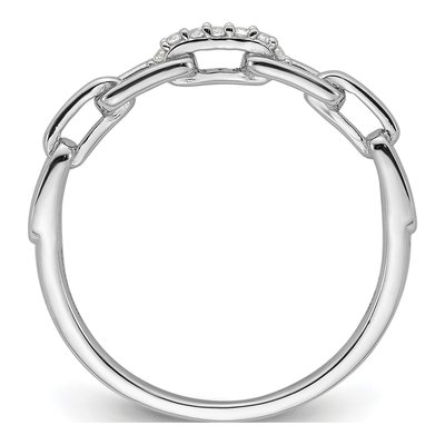 Sterling Silver CZ Link Ring – view 3