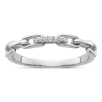 Sterling Silver CZ Link Ring
