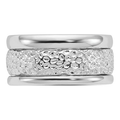 Sterling Silver Textured 3-Ring Band Set – view 4