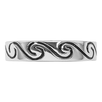Sterling Silver 4.3mm Antiqued Wave Band – view 4