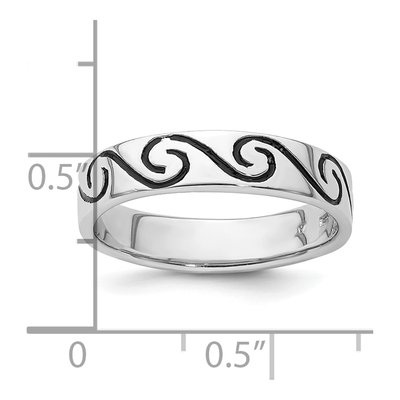 Sterling Silver 4.3mm Antiqued Wave Band – view 5