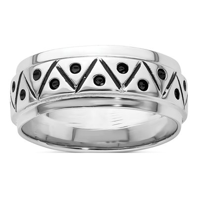 Men's Sterling Silver 8.2mm Zig Zag Band