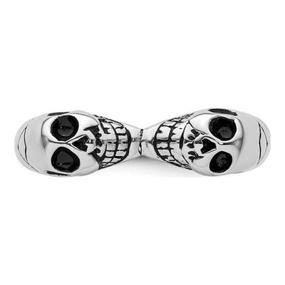 Men's Sterling Silver Antiqued Double Skull Ring – view 5