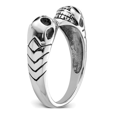 Men's Sterling Silver Antiqued Double Skull Ring – view 6