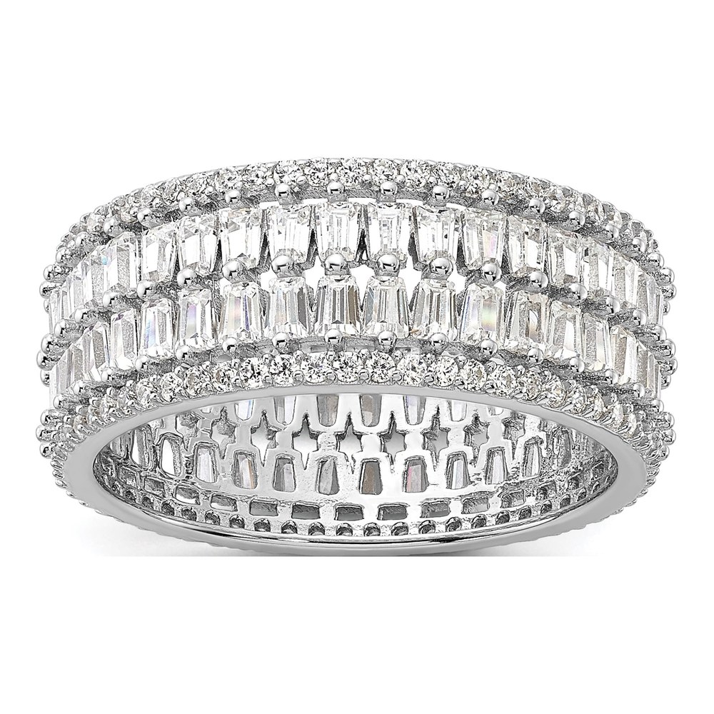 Sterling Silver Rhodium-Plated Cz Eternity Band