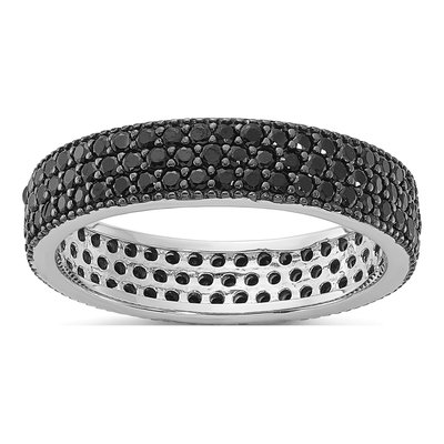 Sterling Silver Black Spinel Eternity Band